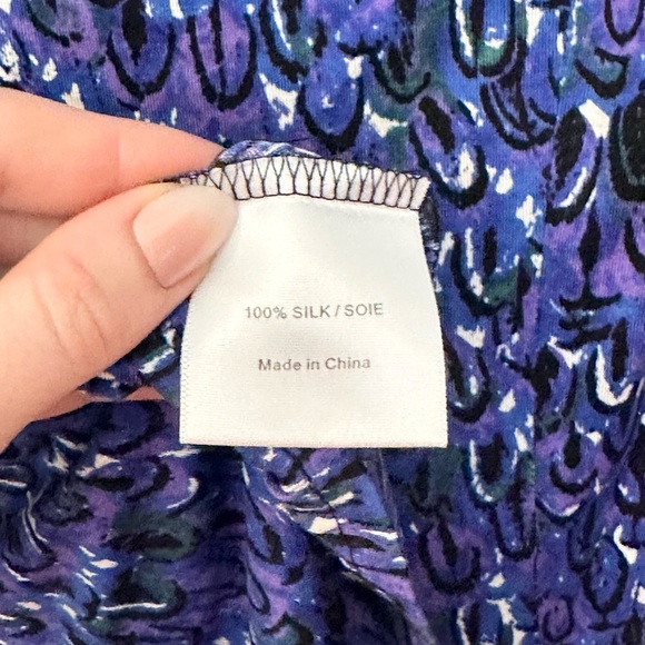 Tory Burch Long Sleeve Silk Blue and Purple Pattern Utility Button Down Top- XS - Picture 5 of 6